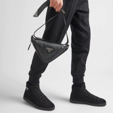 프라다 남성 블랙 하이탑 스니커즈 - Prada Mens Black Sneakers 