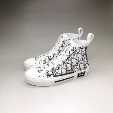 디올 남/녀 화이트 하이탑 스니커즈 - Dior Unisex White Sneakers 