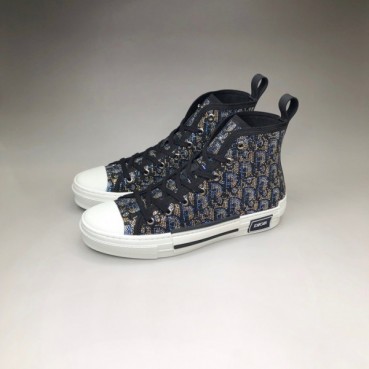 디올 남/녀 블랙 하이탑 스니커즈 - Dior Unisex Black Sneakers 