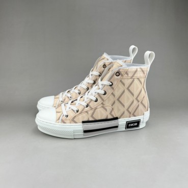 디올 남/녀 베이지 하이탑 스니커즈 - Dior Unisex Beige Sneakers 