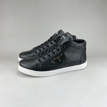 프라다 남성 하이탑 블랙 스니커즈 - Prada Mens Black Sneakers 