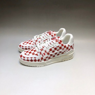 루이비통 남성 다미에 레드 스니커즈 - Louis vuitton Mens Red Sneakers 