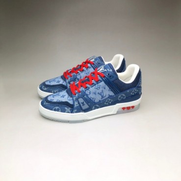 루이비통 남/녀 클래식 블루 스니커즈 - Unisex Blue Sneakers 