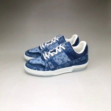 루이비통 남/녀 클래식 블루 스니커즈 - Unisex Blue Sneakers 
