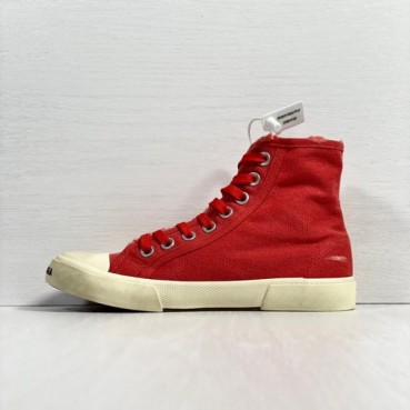 발렌시아가 남/녀 클래식 레드 하이탑 스니커즈 - Unisex Red Sneakers 