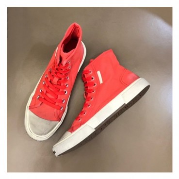 발렌시아가 남/녀 클래식 레드 하이탑 스니커즈 - Unisex Red Sneakers 