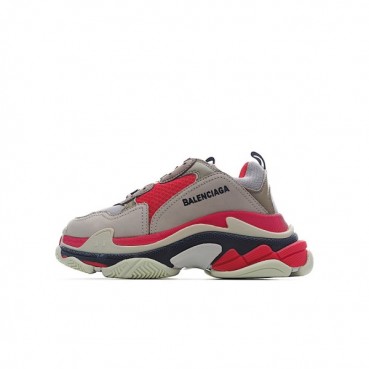 발렌시아가 남/녀 Triple S 레드 스니커즈 - Unisex Red Sneakers 