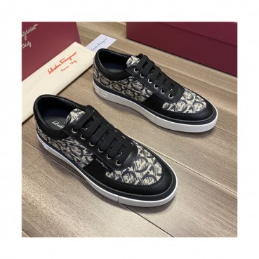 Salvatore Ferragamo 2021 Men's Leather Sneakers - 페라가모 2021 남성용 레더 스니커즈,Size(240