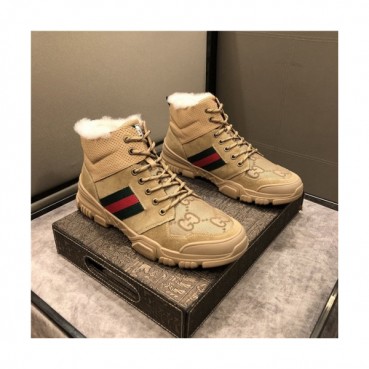 Gucci 2020 Men's Leather Wool Sneakers - 구찌 2020 남성용 레더 울 스니커즈,Size(240