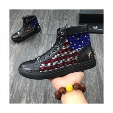 Philipp plein 2019 Mens Leather Sneakers  - 필립플레인 2019 남성용 레더 스니커즈 PPS0038,Size(240 
