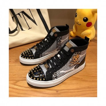 Philipp plein 2019 Mens Leather Sneakers  - 필립플레인 2019 남성용 레더 스니커즈 PPS0004,Size(240 