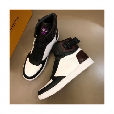 Louis vuitton 2019 Mens Monogram High-top Leather Sneakers 