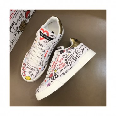 [커스텀급]Dolce&Gabbana 2019 Mens Graffity Leather Sneakers - 돌체앤가바나 2019 남성 그래피티 레더 스니커즈 Dol0219x.Size(240 