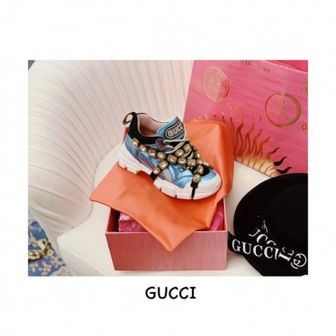 [커스텀급]Gucci 2019 Womens Flashtrek Swarovski Sneackers - 구찌 여성 스와로브스키 레더 슈즈 Guc01008x.Size(225