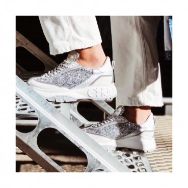 Jimmy Choo 2019 Ladies Glitter Silk Leather Sneakers - 지미츄 여성 글리터 실크 레더 슈즈 Jim0037x.Size(225 
