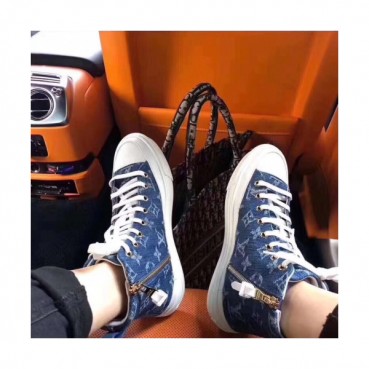 Louis Vuitton 2019 Ladies Signature Logo Denim High-top Sneakers  