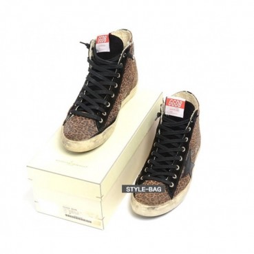 Golden Goose 2019 Womens Leopard Francy High Top Sneakers - 골든구스 여성 레오파드 프란시 하이탑 Gol0013x.Size (225 