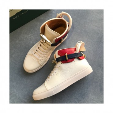 Buscemi 2019 Couple Casual Hig-top Leather Sneakers 