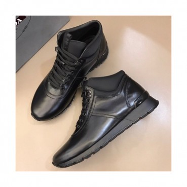 Prada 2019 Mens High-top Leather Sneakers 