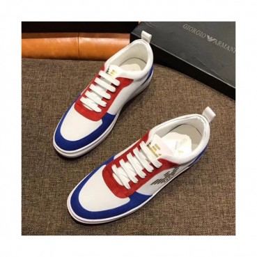 Giorgio Armani Enamel Sneakers - 조르지오 알마니 에나멜 스니커즈 화이트/블루 ARM0094 ,Size (240 