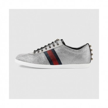 [구찌] 밤비 글리터 Web 실버 419712 남성용 스니커즈 gu0010x - Gucci Bambi Glitter Web Silver Mens Sneakers
