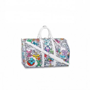 루이비통 남성 화이트 키폴 - Louis vuitton Mens White Keepall 