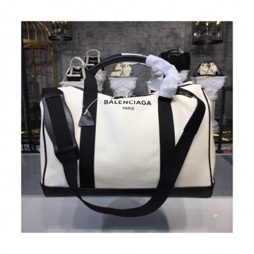 Balenciaga 2019 Canvas & Leather Tote Shoulder Bag,44CM - 발렌시아가 2019 남여공용 캔버스&레더 여행용가방,BGB0023,44CM,화이트+블랙