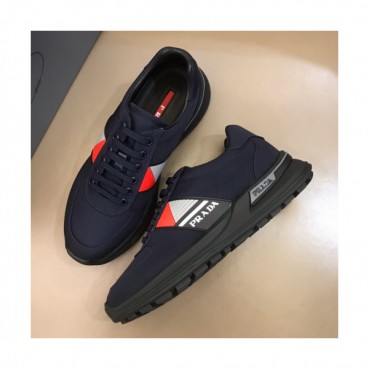 Prada 2019 Mens Casual Logo Leather  Two-tone Runner  