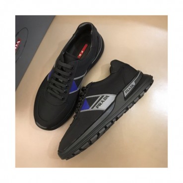 Prada 2019 Mens Casual Logo Leather  Two-tone Runner  