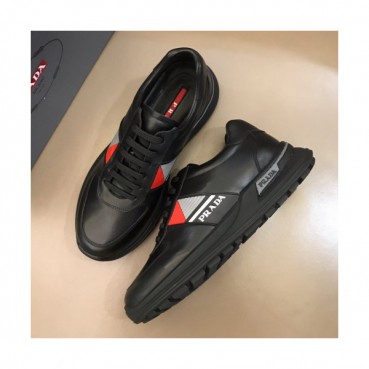 Prada 2019 Mens Casual Logo Leather  Two-tone Runner  