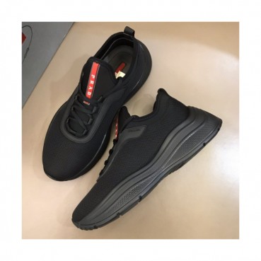 Prada 2019 Mens Casual Logo Leather  Two-tone Runner  