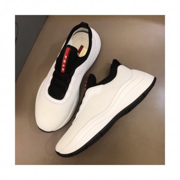 Prada 2019 Mens Casual Logo Leather  Two-tone Runner  