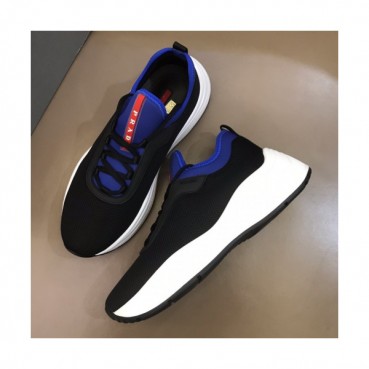 Prada 2019 Mens Casual Logo Leather  Two-tone Runner  