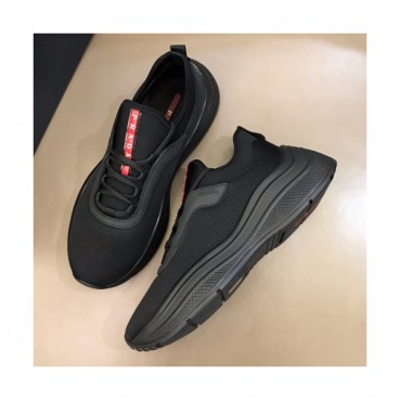 Prada 2019 Mens Casual Logo Leather  Two-tone Runner  