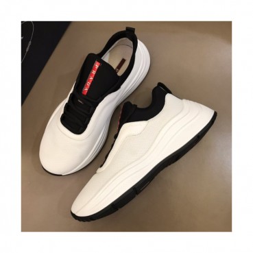 Prada 2019 Mens Casual Logo Leather  Two-tone Runner  