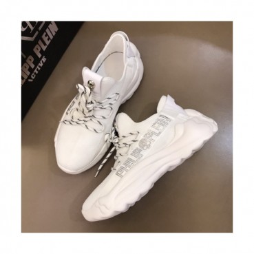 Philipp plein 2019 Mens Skull Cubic Logo Leather Runner - 필립플레인 남성 큐빅 스컬 로고 레더 운동화 Phi0041x.Size(240 