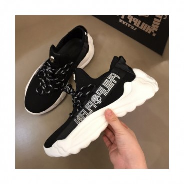 Philipp plein 2019 Mens Skull Cubic Logo Leather Runner - 필립플레인 남성 큐빅 스컬 로고 레더 운동화 Phi0040x.Size(240 