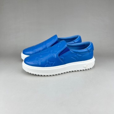 루이비통 남/녀 모노그램 블루 로퍼 - Unisex Blue Loafer 