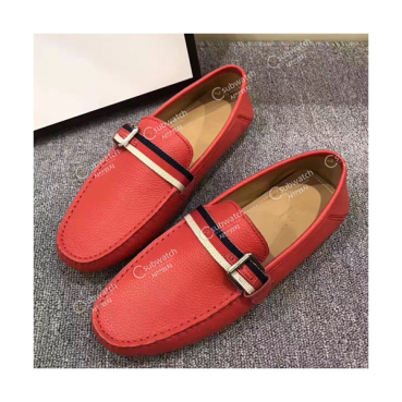 [구찌] 레드 유팁 모카신 레더 남성용 신발 gu0001x - Gucci Red U