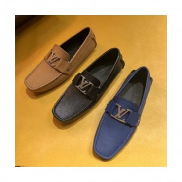 루이비통 유팁 모카신 레더 베이지/블랙/블루 남성용 신발 lv27x - Louis Vuitton U