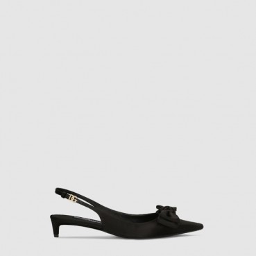 돌체앤가바나 여성 보 디테일 새틴 슬링백 - Dolce&Gabbana Womens Bow Detail Satin Slingback 