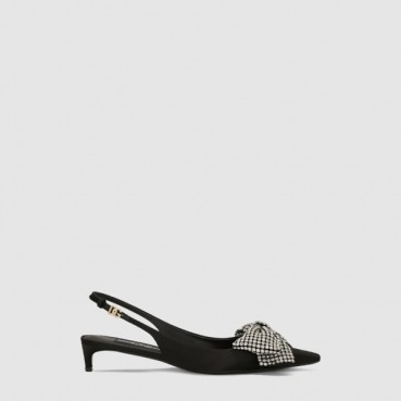 돌체앤가바나 여성 라인스톤 새틴 슬링백 - Dolce&Gabbana Womens Rhinestone Satin Slingback 