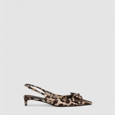 돌체앤가바나 여성 레오파드 프린트 새틴 슬링백 - Dolce&Gabbana Womens Leopard Print Satin Slingback 