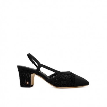 샤넬 여성 미들힐 슬링백 - Chanel Womens Black Slingback 