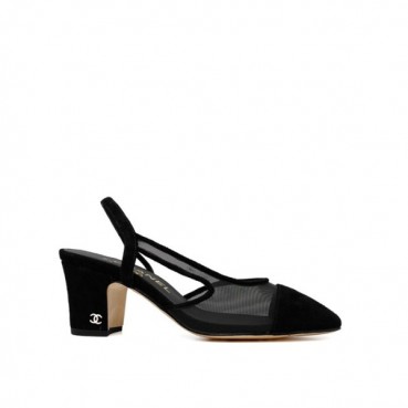 샤넬 여성 미들힐 슬링백 - Chanel Womens Black Slingback 