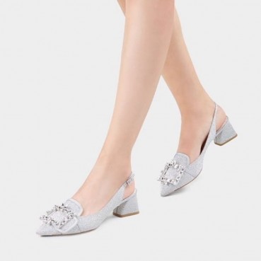 로저비비에 여성 실버 슬링백 - Roger Vivier Womens Silver Sandals 