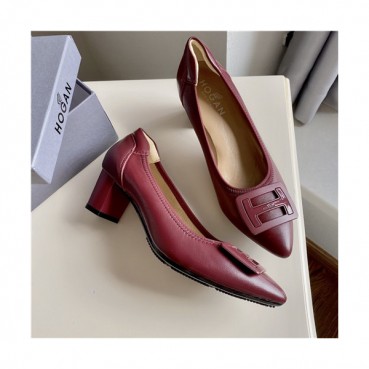 Hogan 2020 Women's Leather Middle Heel Shoes - 호간 2020 여성용 레더 미드힐 슈즈,Size(225