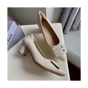 Hogan 2020 Women's Leather Middle Heel Shoes - 호간 2020 여성용 레더 미드힐 슈즈,Size(225