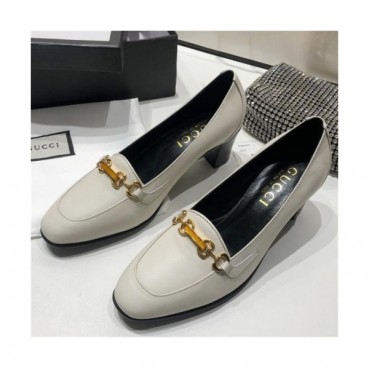 Gucci 2020 Women's Leather Middle Heel Shoes - 구찌 2020 여성용 레더 미드힐 슈즈,Size(225