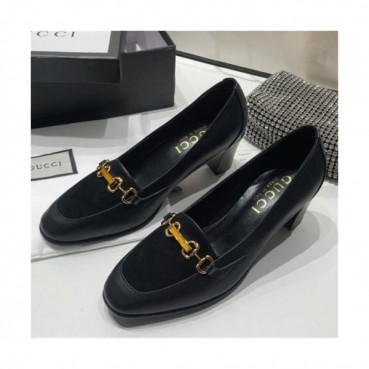 Gucci 2020 Women's Leather Middle Heel Shoes - 구찌 2020 여성용 레더 미드힐 슈즈,Size(225